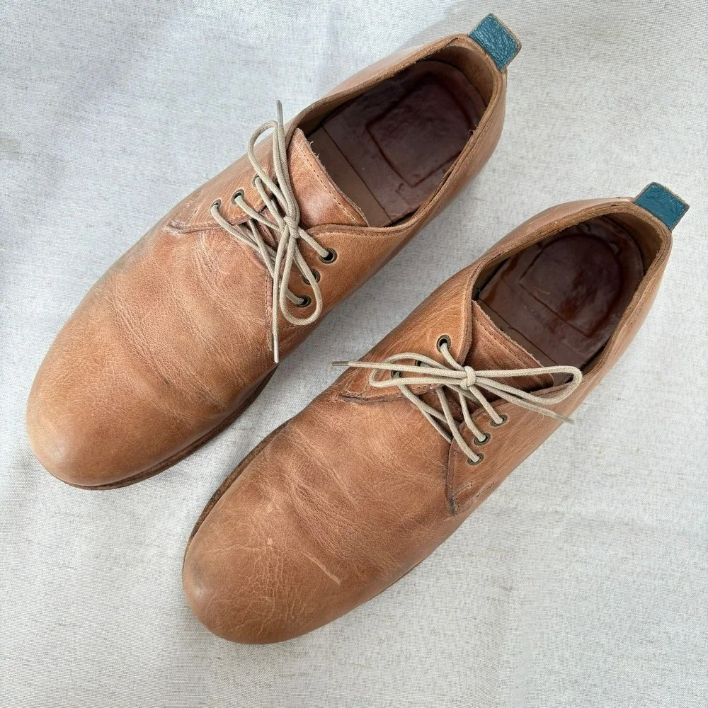 MOMA Mens Brown Leather Derby‎ Lace Up Oxford Dress Italian Shoes Casual